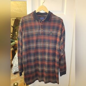 Izod Men's Plaid Shirt - Navy and Red